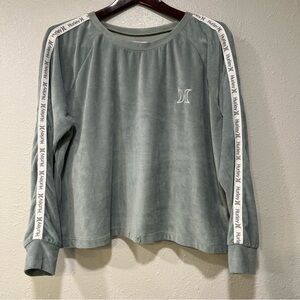 Hurley Womens Top Size Large Green Velvet Velour Sweatshirt Skater Beach Y2K
